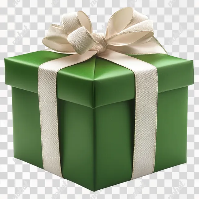 PNG Green gift box with white ribbon for home decor, PNG image