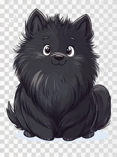 cute fluffy black dog isolated on a white background