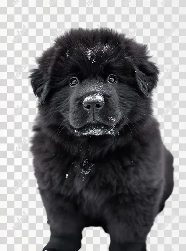 cute fluffy black dog isolated on a white background