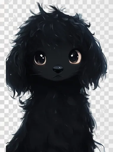 cute fluffy black dog isolated on a white background