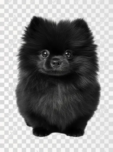 cute fluffy black dog isolated on a white background