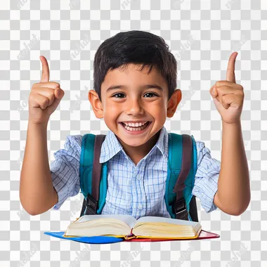 happey School student , white background Isolate