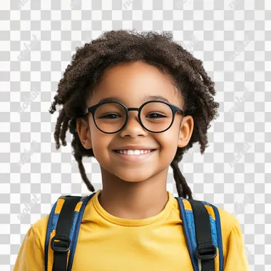 happey School student , white background Isolate
