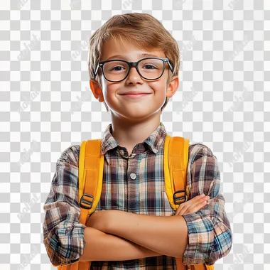 happey School student , white background Isolate