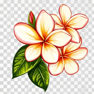 illustration of summer frangipani flower cartoon vector style, white background