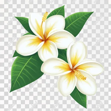 illustration of summer frangipani flower cartoon vector style, white background