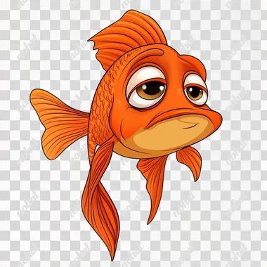 funny cartoon fish makin side eyes look, cartoon vector style with bold black outline, isolated on white background