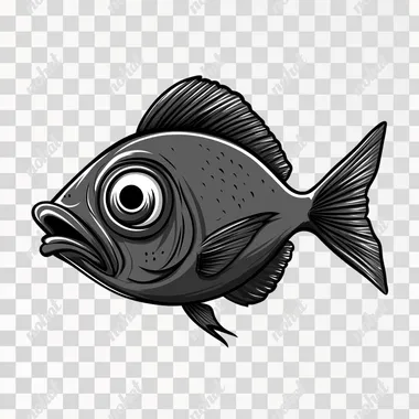 funny cartoon fish makin side eyes look, cartoon vector style with bold black outline, isolated on white background