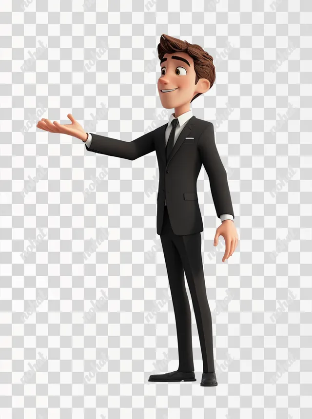 Helping Hand: A Pixar-Inspired Character in a Suit