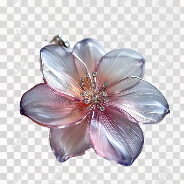 PNG Flower pendant design featuring a vibrant bloom on a serene white backdrop