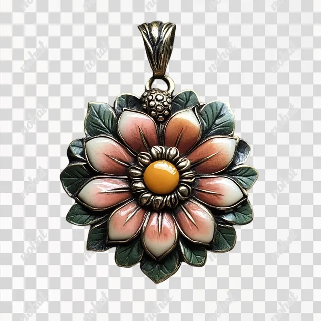 PNG Flower Pendant with Yellow Center for Home Decor and Fashion Accessories