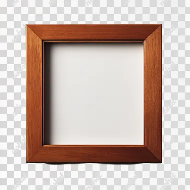 A hyperrealistic image of a contemporary modern rectangular wooden picture frame, in a rich brown color with straight edges. The frame has a clean, matte finish, and is viewed straight on, showcasing its sleek and modern design. The background should be minimalistic to emphasize the frame's details and craftsmanship.