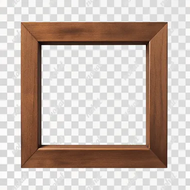 A hyperrealistic image of a contemporary modern rectangular wooden picture frame, in a rich brown color with straight edges. The frame has a clean, matte finish, and is viewed straight on, showcasing its sleek and modern design. The background should be minimalistic to emphasize the frame's details and craftsmanship.