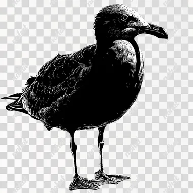 black cutout vector of a seagull , black color no details,  4axlog8