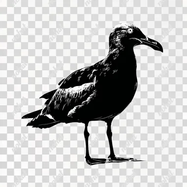 black cutout vector of a seagull , black color no details,  4axlog8