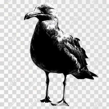 black cutout vector of a seagull , black color no details,  4axlog8