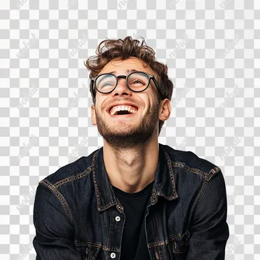 European and American handsome guy delighted expression, advertising photography, white background