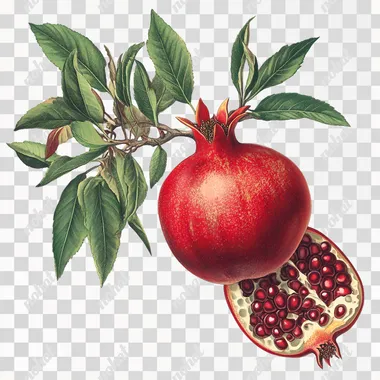 botanical illustration of a pomegranate