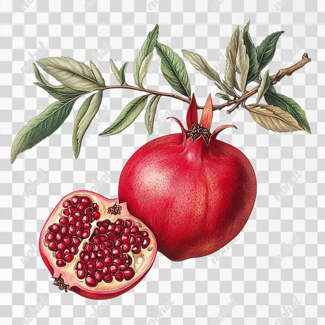 png a pomegranate with leaves