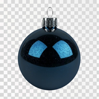 create me a super realistic photo of a dark blue Christmas tree toy on a white background