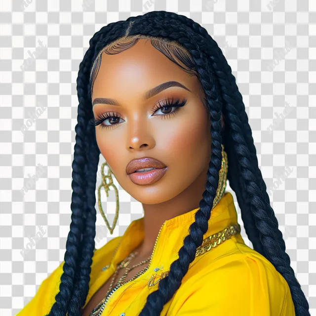 Elegant Portrait of a Black Woman with Stunning Knotless Braids