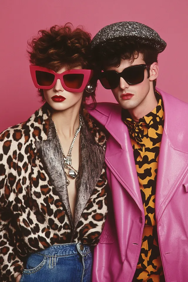 a man and a woman wearing sunglasses and a pink jacket
