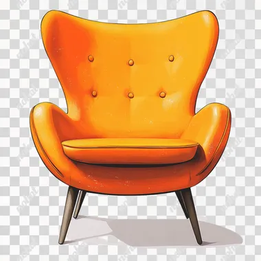 chair, in simple illustration with no outlines ,no black outlines, front view,wide shot , The illustration uses bright colors and is high resolution and without texture , add simple dual brush photoshop without stroke , and mixing in shadow and light not hard edges between them , white solid background