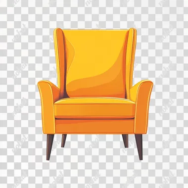 chair, in simple illustration with no outlines ,no black outlines, front view,wide shot , The illustration uses bright colors and is high resolution and without texture , add simple dual brush photoshop without stroke , and mixing in shadow and light not hard edges between them , white solid background