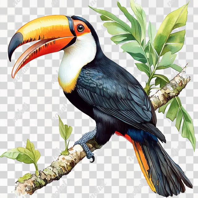 Whimsical Tropical Toucan in Vivid Watercolor