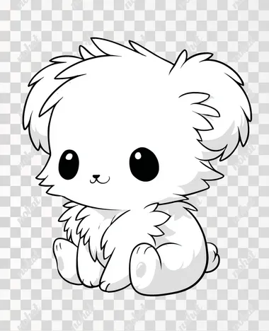 simple cute cartoon Koala, sideways, for kids, minimal line art, very few lines, bold outlines, big round eyes, fluffy mane, small smiling mouth, clean white background, no shading, no color, black and white, thick lines, flat vector style, suitable for step-by-step children's drawing guide, kawaii style  rofile k82gfdu  --raw