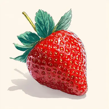 a beautiful fresh strawberry element,cartoon style