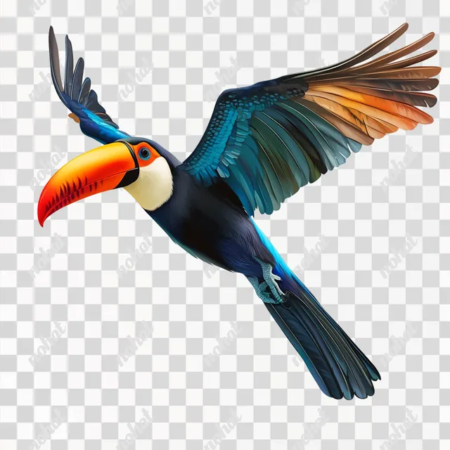 Tropical Toucan in Flight: A Realistic Portrait