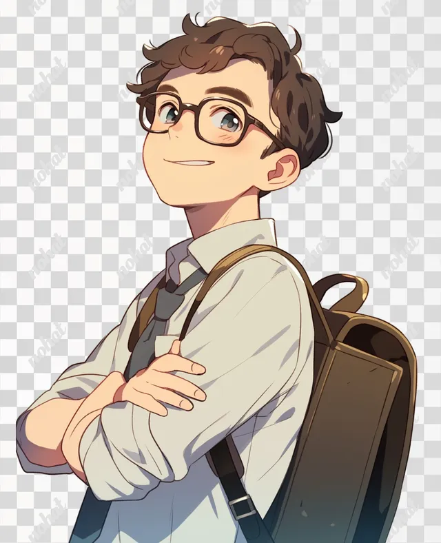PNG Smiling Junior High School Boy in Pixar Style