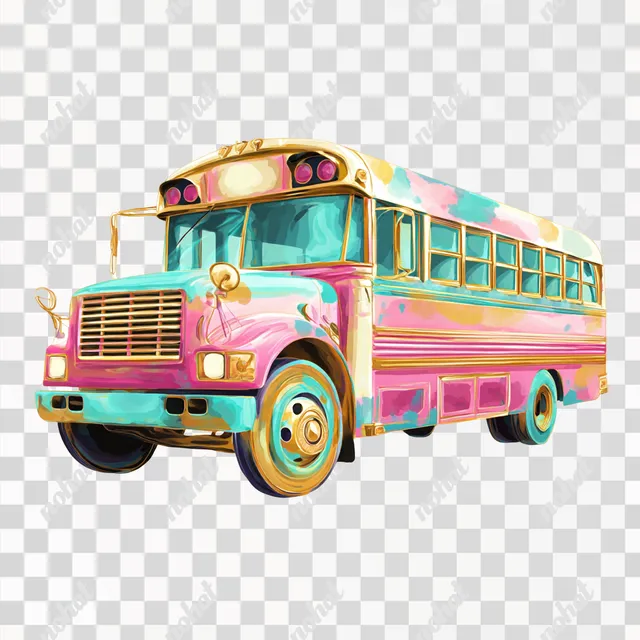 PNG Whimsical Watercolor School Bus