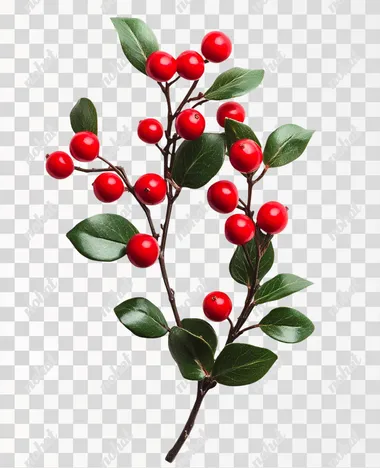 mistletoe on white background red berries  --s 250
