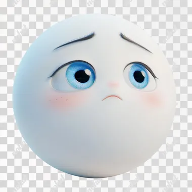 A cute cartoon-style 3D emoji face with teary eyes, a small frown, and downturned eyebrows. The expression shows gentle sadness, as if the emoji is feeling hurt or disappointed. White background, soft lighting, high-quality 3D animation shading, easy for cutout.