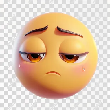 A cute cartoon-style 3D emoji face with teary eyes, a small frown, and downturned eyebrows. The expression shows gentle sadness, as if the emoji is feeling hurt or disappointed. White background, soft lighting, high-quality 3D animation shading, easy for cutout.