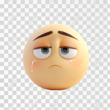 A cute cartoon-style 3D emoji face with teary eyes, a small frown, and downturned eyebrows. The expression shows gentle sadness, as if the emoji is feeling hurt or disappointed. White background, soft lighting, high-quality 3D animation shading, easy for cutout.