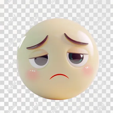 A cute cartoon-style 3D emoji face with teary eyes, a small frown, and downturned eyebrows. The expression shows gentle sadness, as if the emoji is feeling hurt or disappointed. White background, soft lighting, high-quality 3D animation shading, easy for cutout.