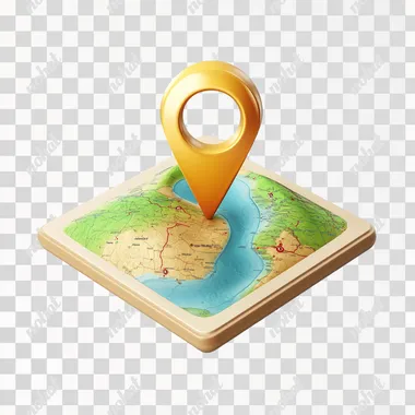 white background, high quality realistic icon of a place for the subject of continent and directions