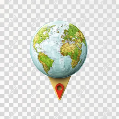 white background, high quality realistic icon of a place for the subject of continent and directions