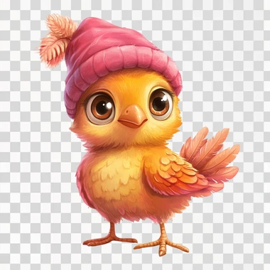 vector illustration of cute little turkey wearing thanksgiving hat in the style of clip art, white background
