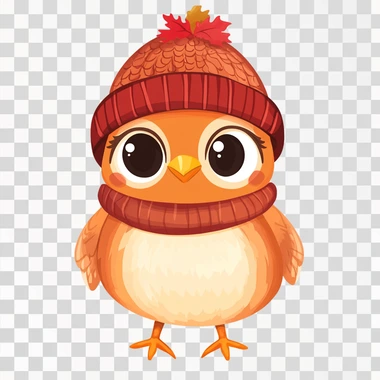 vector illustration of cute little turkey wearing thanksgiving hat in the style of clip art, white background