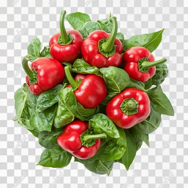 a bell pepper plant in a top view as a simple png in a white background