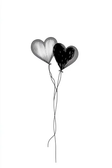 two hearts together, black and white, line art, minimalist style, very simple illustration