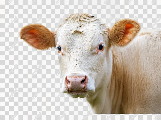 PNG Close-Up of a Cow in Pasture Setting with White Surroundings