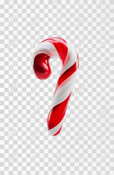 photorealistic, red and white common candy cane, white background