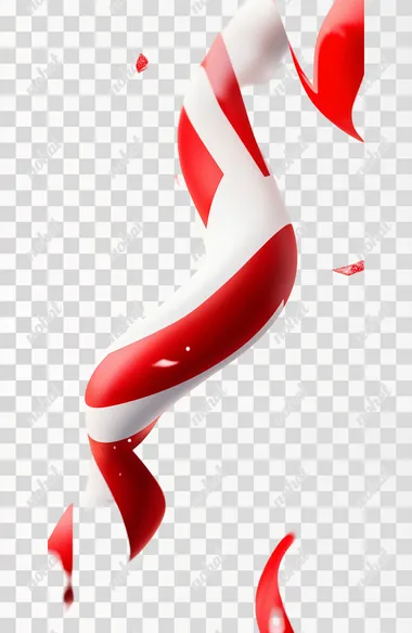 photorealistic, red and white common candy cane, white background