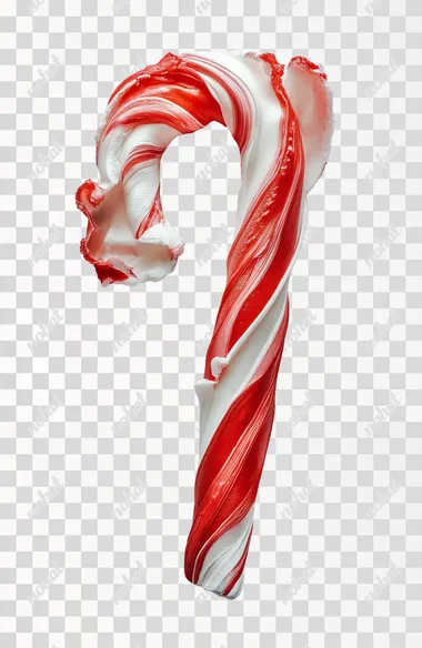 photorealistic, red and white common candy cane, white background