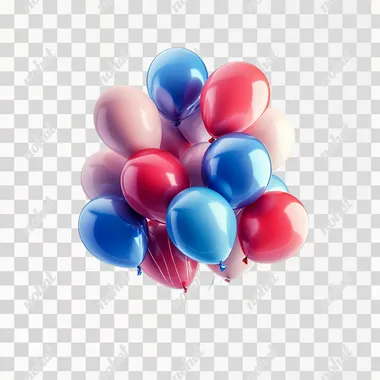 isolated flying colorful ballons, white background --s 250